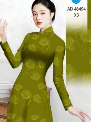 Vải Áo Dài Hoa In 3D AD 46494