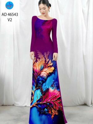 Vải Áo Dài In Hình Lá AD 46543