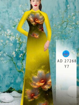 Vải Áo Dài Hoa In 3D AD 27268
