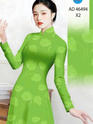 Vải Áo Dài Hoa In 3D AD 46494