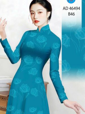 Vải Áo Dài Hoa In 3D AD 46494