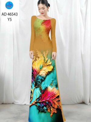 Vải Áo Dài In Hình Lá AD 46543