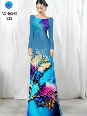 Vải Áo Dài In Hình Lá AD 46543