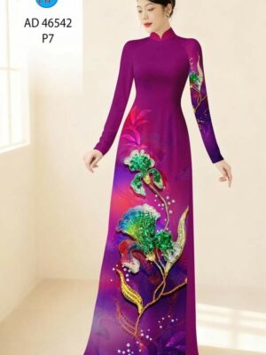 Vải Áo Dài Hoa In 3D AD 46542