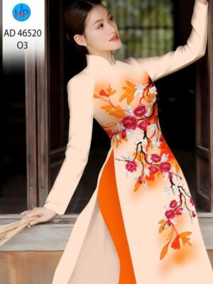 Vải Áo Dài Hoa In 3D AD 46520