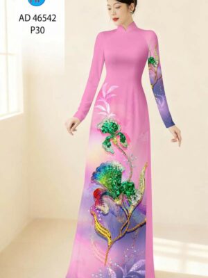 Vải Áo Dài Hoa In 3D AD 46542