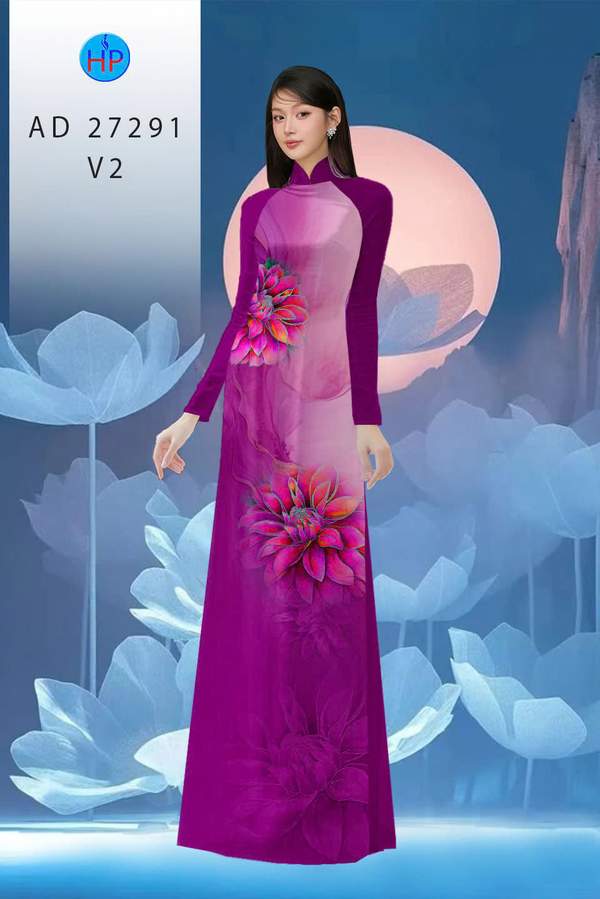 Vải Áo Dài Hoa In 3D AD 27291