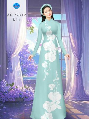 Vải Áo Dài Hoa In 3D AD 27317