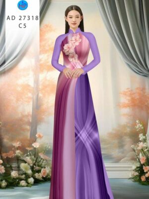 Vải Áo Dài Hoa In 3D AD 27318