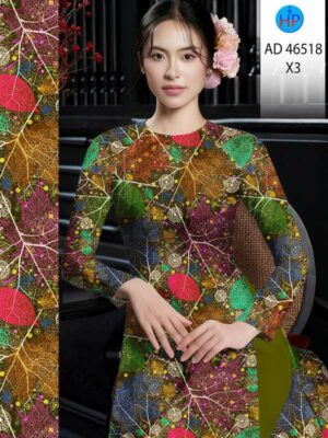 Vải Áo Dài Hoa In 3D AD 46518