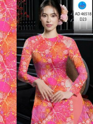 Vải Áo Dài Hoa In 3D AD 46518