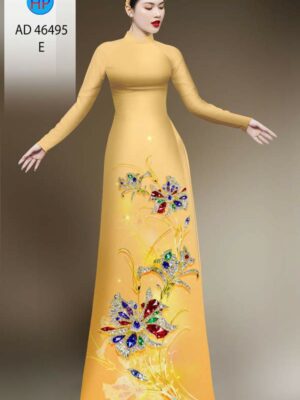 Vải Áo Dài Hoa In 3D AD 46495