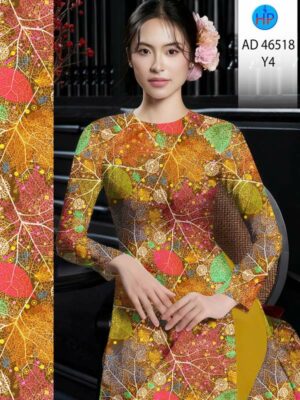 Vải Áo Dài Hoa In 3D AD 46518