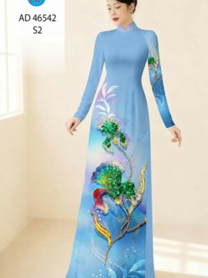Vải Áo Dài Hoa In 3D AD 46542