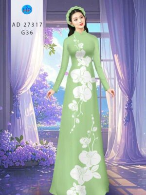 Vải Áo Dài Hoa In 3D AD 27317