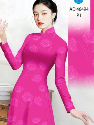 Vải Áo Dài Hoa In 3D AD 46494
