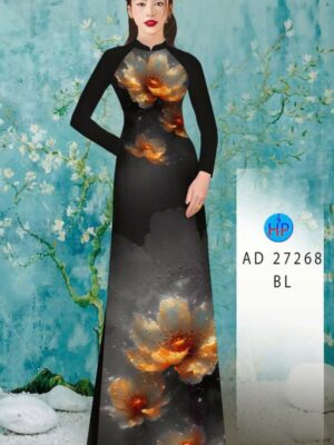 Vải Áo Dài Hoa In 3D AD 27268