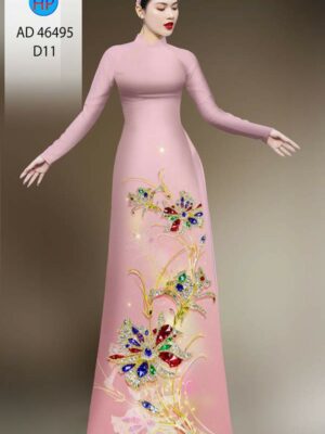 Vải Áo Dài Hoa In 3D AD 46495