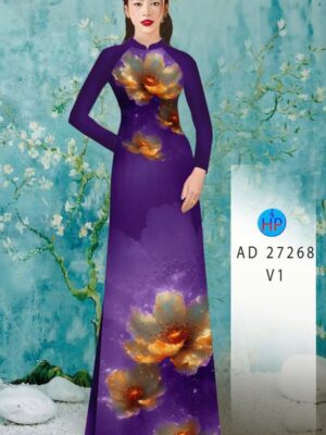 Vải Áo Dài Hoa In 3D AD 27268