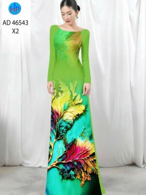 Vải Áo Dài In Hình Lá AD 46543