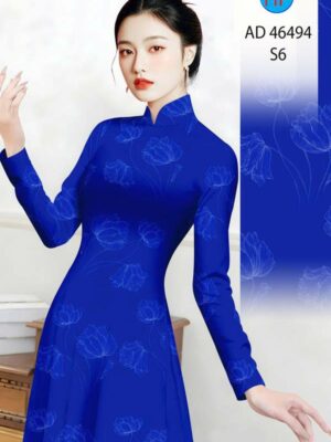 Vải Áo Dài Hoa In 3D AD 46494
