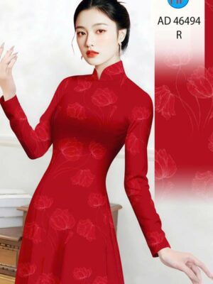 Vải Áo Dài Hoa In 3D AD 46494
