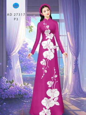 Vải Áo Dài Hoa In 3D AD 27317