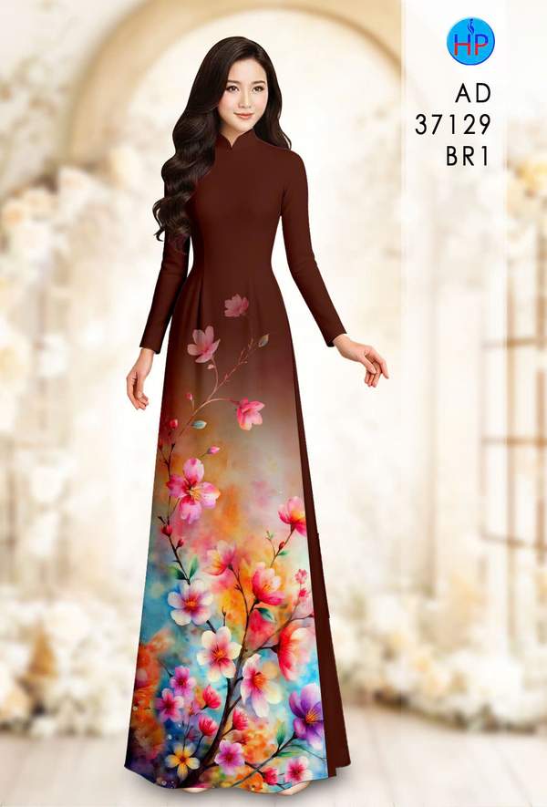 Vải Áo Dài Hoa In 3D AD 37129