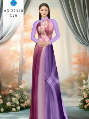 Vải Áo Dài Hoa In 3D AD 27318