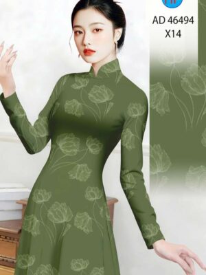 Vải Áo Dài Hoa In 3D AD 46494