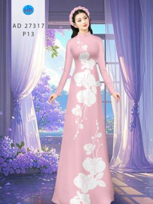Vải Áo Dài Hoa In 3D AD 27317