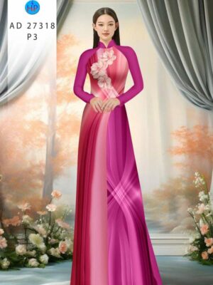 Vải Áo Dài Hoa In 3D AD 27318
