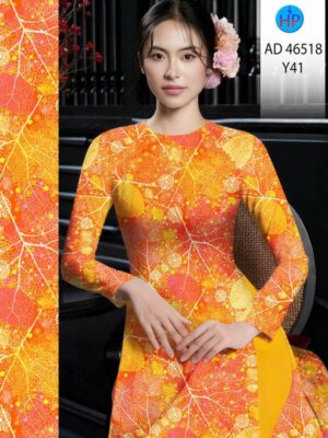 Vải Áo Dài Hoa In 3D AD 46518