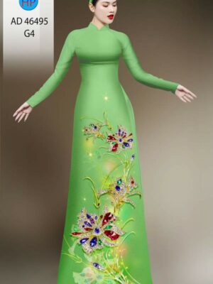 Vải Áo Dài Hoa In 3D AD 46495