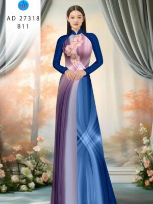Vải Áo Dài Hoa In 3D AD 27318