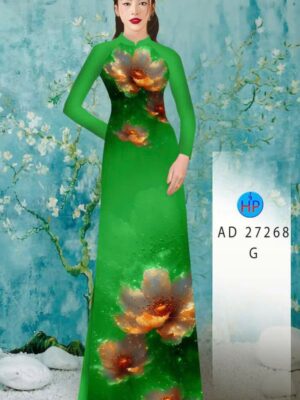 Vải Áo Dài Hoa In 3D AD 27268