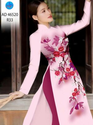Vải Áo Dài Hoa In 3D AD 46520