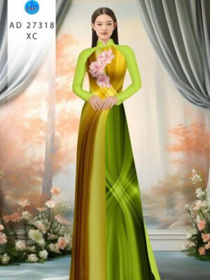 Vải Áo Dài Hoa In 3D AD 27318