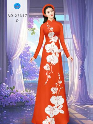 Vải Áo Dài Hoa In 3D AD 27317