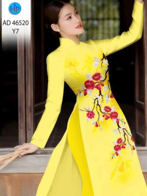 Vải Áo Dài Hoa In 3D AD 46520