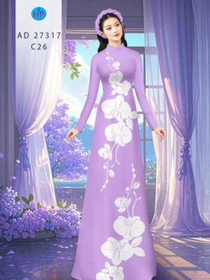 Vải Áo Dài Hoa In 3D AD 27317