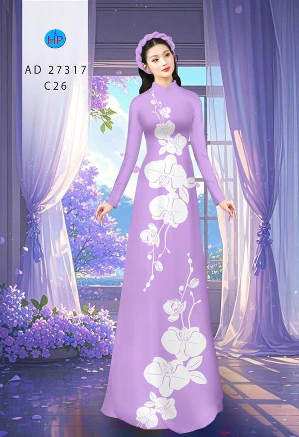 Vải Áo Dài Hoa In 3D AD 27317