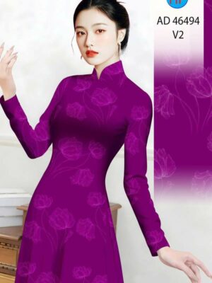 Vải Áo Dài Hoa In 3D AD 46494