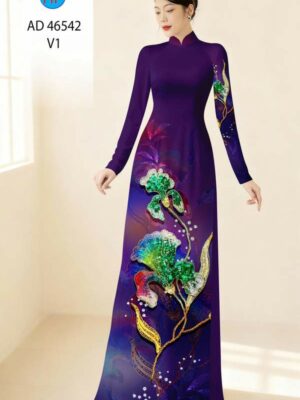 Vải Áo Dài Hoa In 3D AD 46542