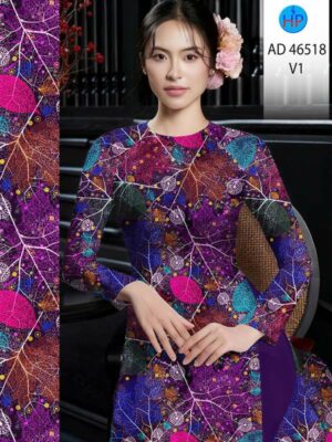 Vải Áo Dài Hoa In 3D AD 46518