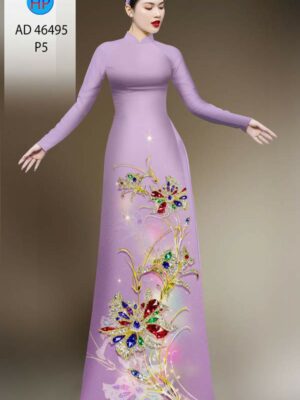 Vải Áo Dài Hoa In 3D AD 46495