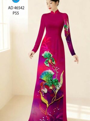 Vải Áo Dài Hoa In 3D AD 46542