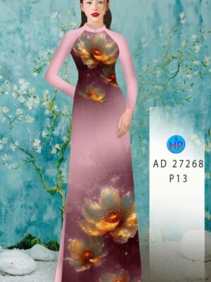 Vải Áo Dài Hoa In 3D AD 27268