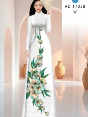 Vải Áo Dài Hoa In 3D AD 17038