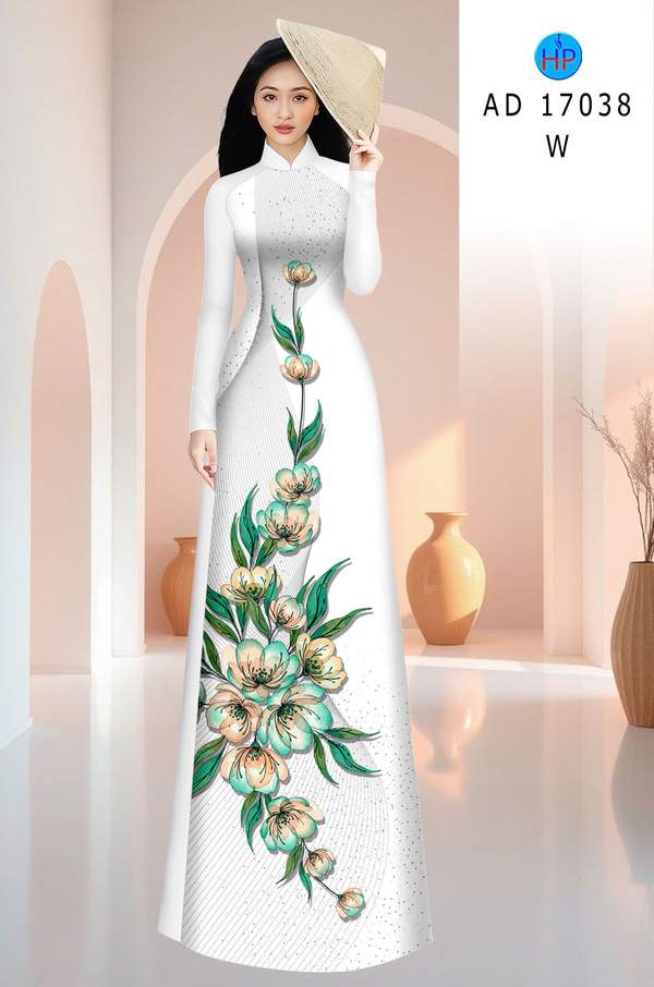 Vải Áo Dài Hoa In 3D AD 17038